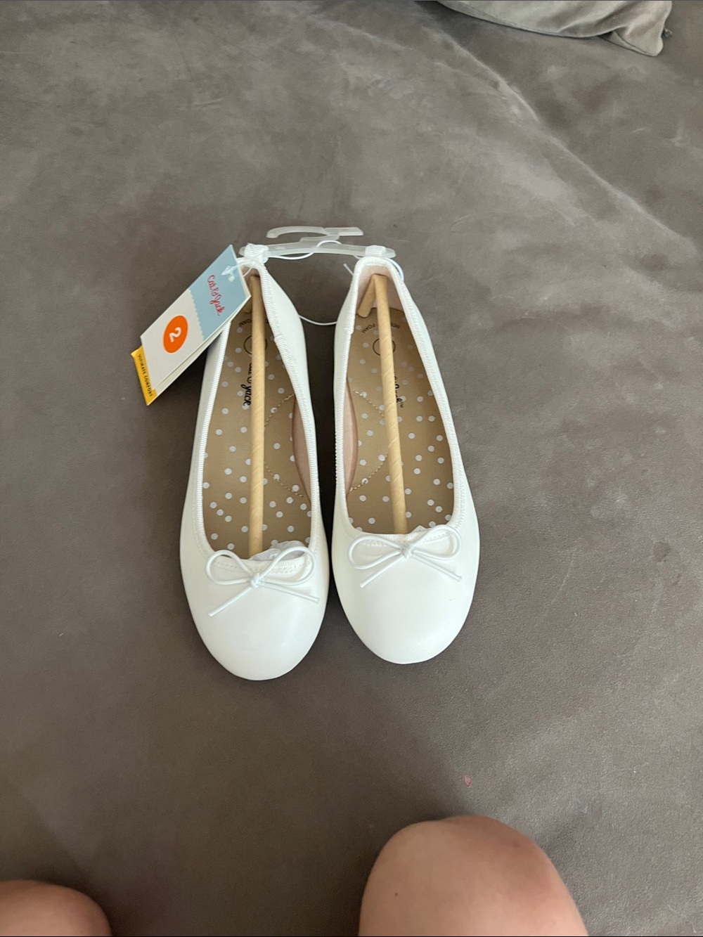 Kids White Ballet Flats with Bow